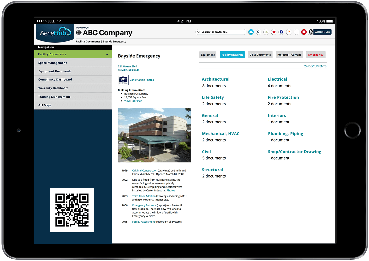 Image of AerieHub's Compliance Module on Ipad
